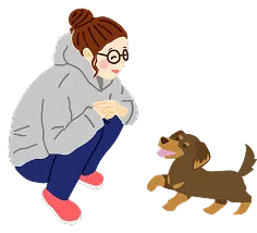 わたしと犬のイラスト